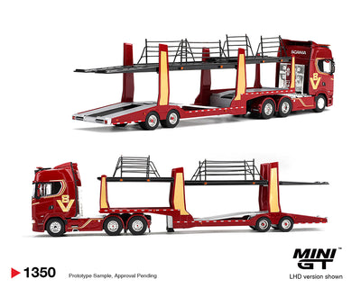 Scania 770S A6x4NA Car Transporter V8 50th anniversary + Car transporter – Red