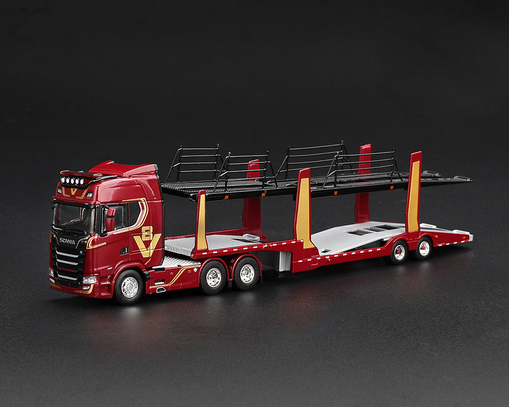 Scania 770S A6x4NA Car Transporter V8 50th anniversary + Car transporter – Red