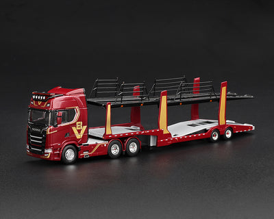 Scania 770S A6x4NA Car Transporter V8 50th anniversary + Car transporter – Red