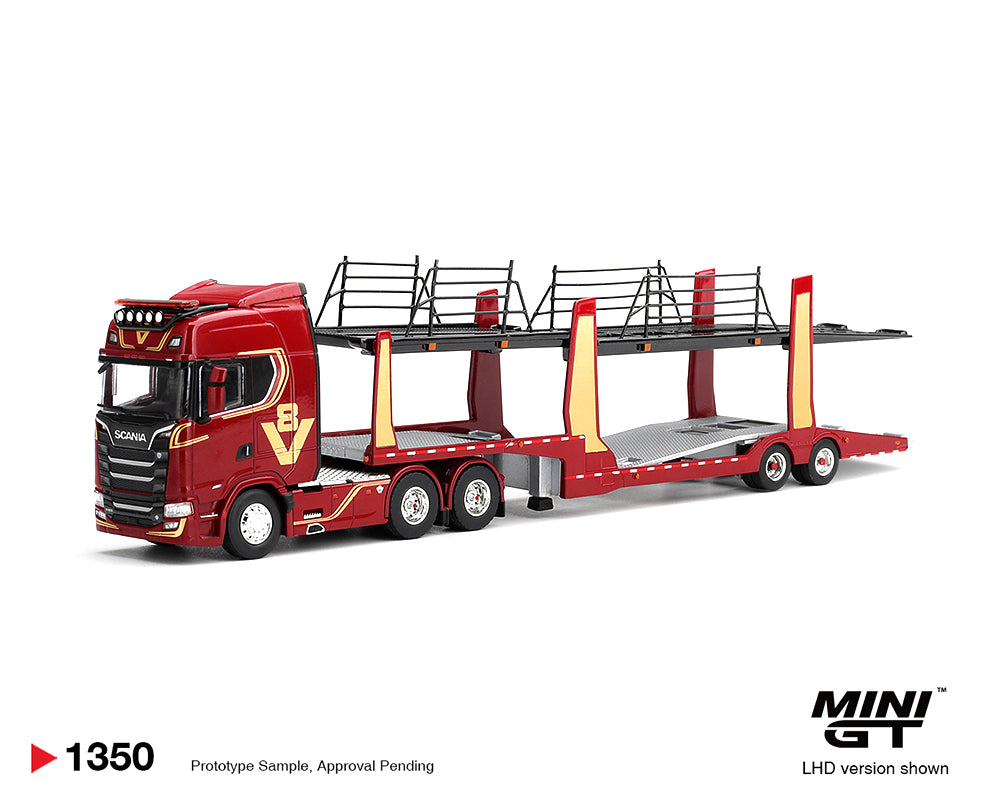 Scania 770S A6x4NA Car Transporter V8 50th anniversary + Car transporter – Red